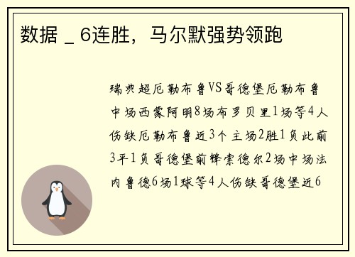 数据 _ 6连胜，马尔默强势领跑